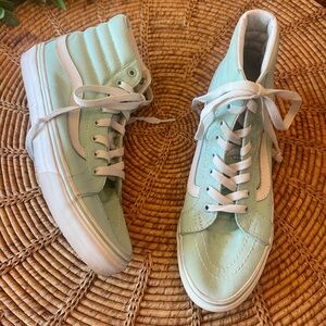 Preloved Vans Mint Green & White High Top Sneakers